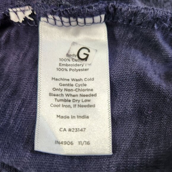 Talbots Navy Embroidered 100% Cotton 3/4 Sleeve Knit Top Women's Size L - Picture 13 of 14